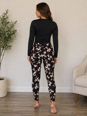 No Boundaries Black Floral High-Waist Leggings